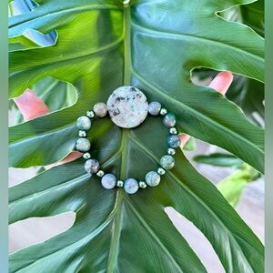 Moss Agate - Hematite - Jasper bracelet (one)